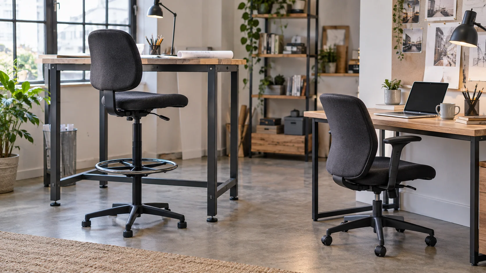 Draughtsman chairs vs office chairs: start with the work-surface height