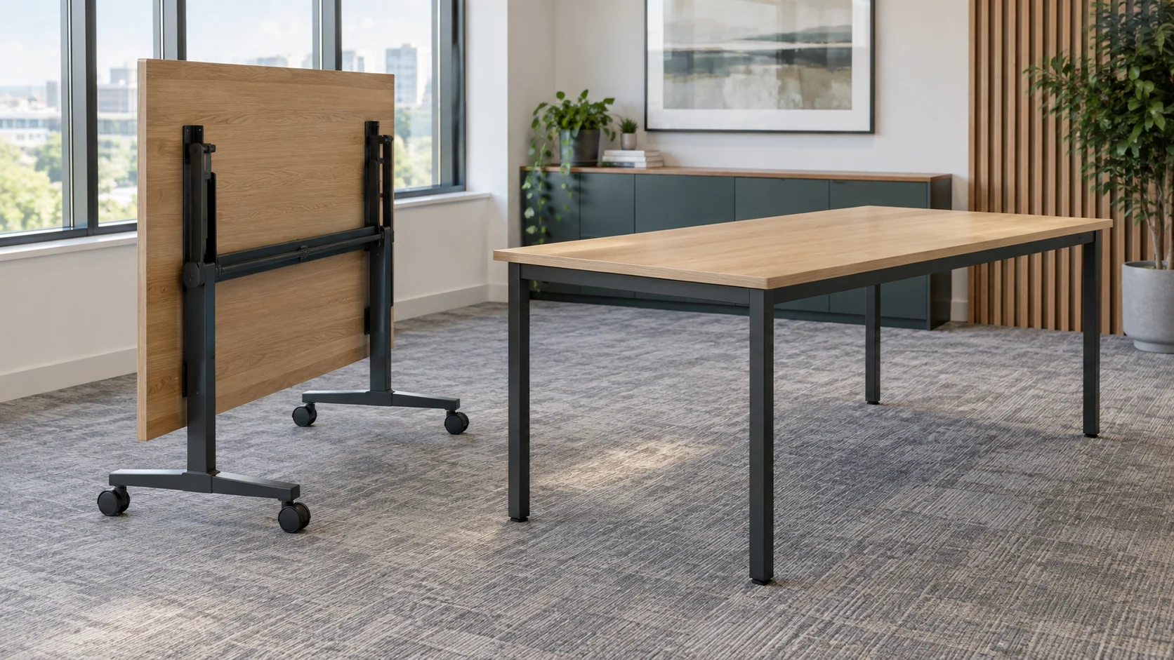 Flip-top vs fixed meeting tables: how often will the room change?