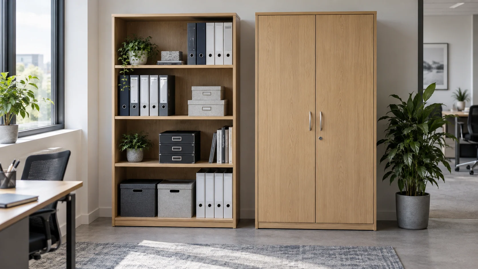 Office shelving vs cupboards: open access or a closed front?