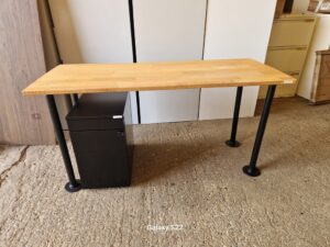 Office Wood Table Rectangular Desk Workstation + Black Mobile Pedestal Cabinet