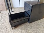 Office Wood Table Rectangular Desk Workstation + Black Mobile Pedestal Cabinet - Image 21