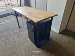 Office Wood Table Rectangular Desk Workstation + Black Mobile Pedestal Cabinet - Image 28