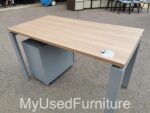 Office Rectangular Desk w/ Cable Hole + Lockable Mobile Drawer Pedestal Cabinet - Image 29