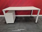 Senator White Office White Desk w/ Mobile Lockable Pedestal - 160cm Workstation