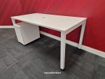 Senator White Office White Desk w/ Mobile Lockable Pedestal - 160cm Workstation - Image 2
