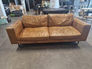 KINGSLAND Leather Reception Sofa 3 Seaters - Light Brown - FAST UK DELIVERY 🚚
