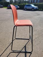 Steelcase Cavatina Bar Stools Plastic Seat Metal Base – Set of 3 Orange Units - Image 2