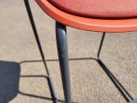 Steelcase Cavatina Bar Stools Plastic Seat Metal Base – Set of 3 Orange Units - Image 5