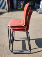 Steelcase Cavatina Bar Stools Plastic Seat Metal Base – Set of 3 Orange Units - Image 7