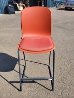 Steelcase Cavatina Bar Stools Plastic Seat Metal Base – Set of 3 Orange Units - Image 8