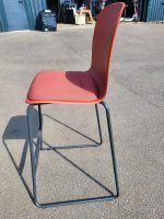 Steelcase Cavatina Bar Stools Plastic Seat Metal Base – Set of 3 Orange Units - Image 11