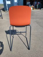 Steelcase Cavatina Bar Stools Plastic Seat Metal Base – Set of 3 Orange Units - Image 12