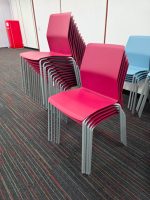 Kinnarps Stackable Visitor Chairs, Red Plastic Shell and Steel Frame - Set of 18 - Image 9