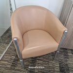 Used Leather Tub Chair Polished Aluminium Frame Modern Reception/Accent Seating