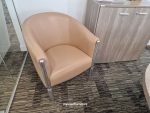 Used Leather Tub Chair Polished Aluminium Frame Modern Reception/Accent Seating - Image 3