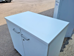 White Office Storage Cupboard Double-Door Lockable Desk-High Wood Cabinet - Image 2