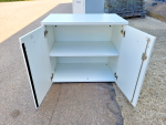 White Office Storage Cupboard Double-Door Lockable Desk-High Wood Cabinet - Image 8