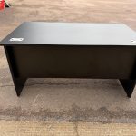 Black Office Desk w/ Cable Ports, Modesty Panel Free Standing Workstation 140 cm