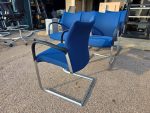 Senator Trillipse Cantilever Blue Chairs Black Arm Chrome Frame - Set of 5 - Image 3
