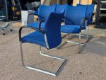 Senator Trillipse Cantilever Blue Chairs Black Arm Chrome Frame - Set of 5 - Image 4