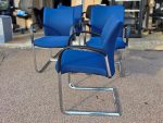 Senator Trillipse Cantilever Blue Chairs Black Arm Chrome Frame - Set of 5 - Image 5