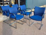Senator Trillipse Cantilever Blue Chairs Black Arm Chrome Frame - Set of 5 - Image 6