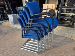 Senator Trillipse Cantilever Blue Chairs Black Arm Chrome Frame - Set of 5 - Image 10