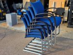 Senator Trillipse Cantilever Blue Chairs Black Arm Chrome Frame - Set of 5 - Image 11