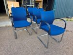 Senator Trillipse Cantilever Blue Chairs Black Arm Chrome Frame - Set of 5 - Image 12