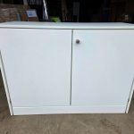 2 Door Cupboard White Lockable Modern Cabinet - Fast UK Delivery