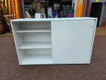Large White Cupboard Sliding Door 2 Shelves Cabinet Modern Office Storage - UK - Image 2