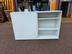 Large White Cupboard Sliding Door 2 Shelves Cabinet Modern Office Storage - UK - Image 6