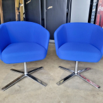 Orangebox Swivel Blue Chairs, Chrome Base - Set of 2 Reception / Living Room