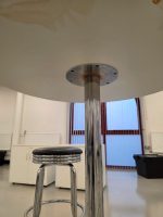 Round Meeting Table White Top + 3 Black Stools with Chrome Frame - Office Set - Image 4