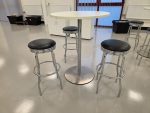 Round Meeting Table White Top + 3 Black Stools with Chrome Frame - Office Set - Image 8