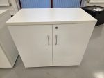2 Door Storage Cupboard White Lockable Adjustable Shelf Office Cabinet