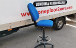 Draughtsman Blue Chair Height Adjustable Office High Stool with Foot Ring - Image 2