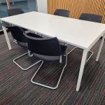 Kinnarps White Meeting Table Rectangular Conference Desk + 5 Cantilever Chairs