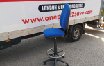 Draughtsman Blue Chair Height Adjustable Office High Stool with Foot Ring - Image 4