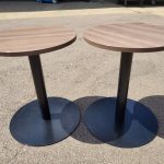 Used Breakfast Bar Circular Table – Walnut Effect – Modern Café or Office Table