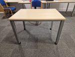 Used Mobile Office Desk on Wheels Maple Wood Effect – 100cm Conference Table