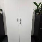 Kinnarps White Lockable Office Storage Cupboard Adjustable Shelves Cabinet