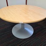 Round Maple Meeting Table with Grey Colour Pedestal Base - Office Conference