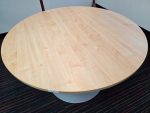 Round Maple Meeting Table with Grey Colour Pedestal Base - Office Conference - Image 3