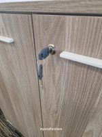 Modern Oval Boardroom Table – Light Wood Top, White Pedestal Base 6–8 Seater - Image 4