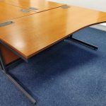 Wave Office Desk Right Hand with 2 Drawer Metal Mobile Pedestal - 160cm