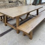 Wood Rustic Table and Bench Set - Dining/Home - Seats 8–10 People