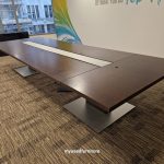 Bene Walnut Boardroom Table 10–12 Seater Executive Meeting Table w/Power Ports