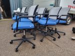 RIM Conference Chairs Blue Fabric Black Mesh Swivel Base on Castors - Set of 10