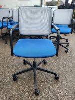 RIM Conference Chairs Blue Fabric Black Mesh Swivel Base on Castors - Set of 10 - Image 2